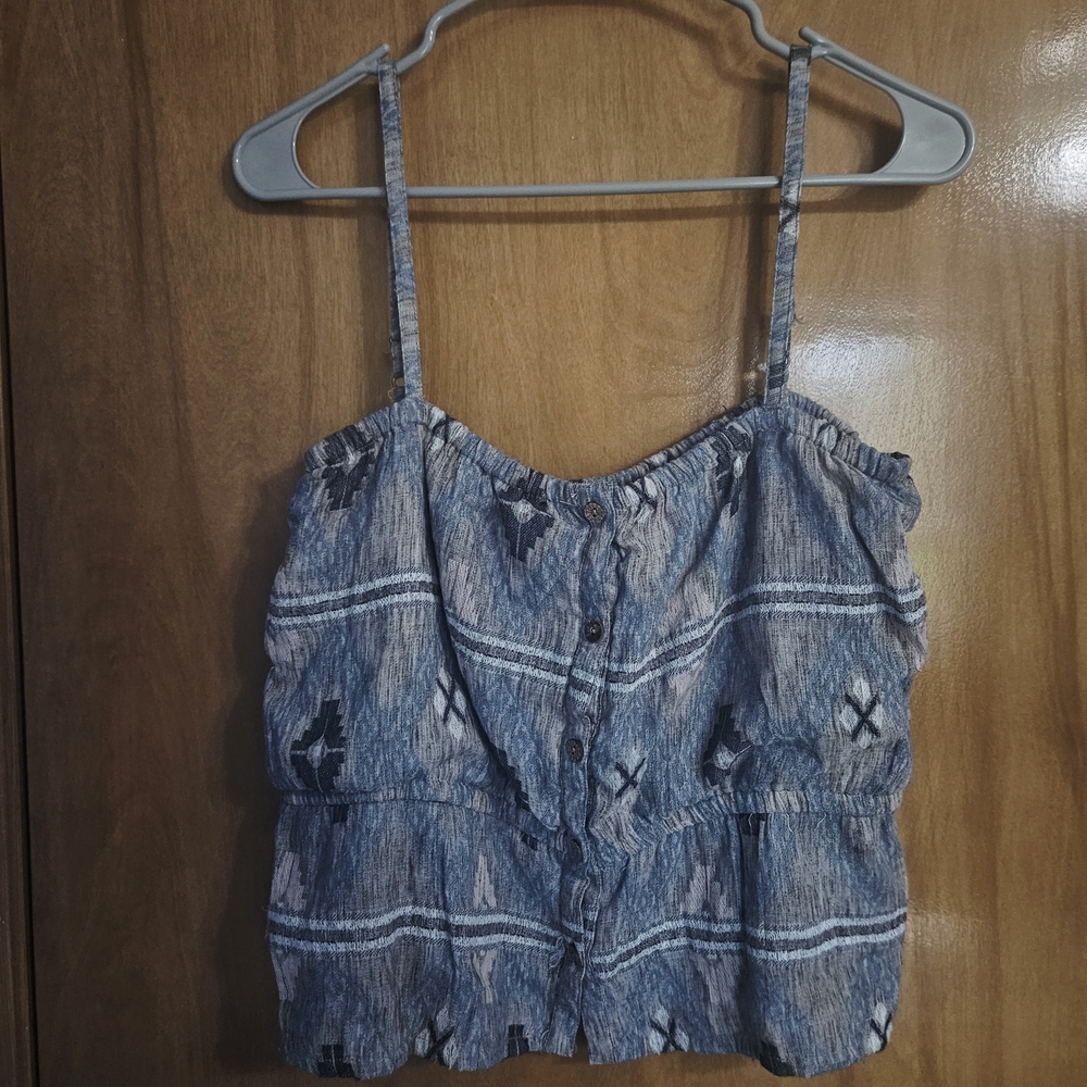 Blue Tiered Camisole with Sweetheart Neckline